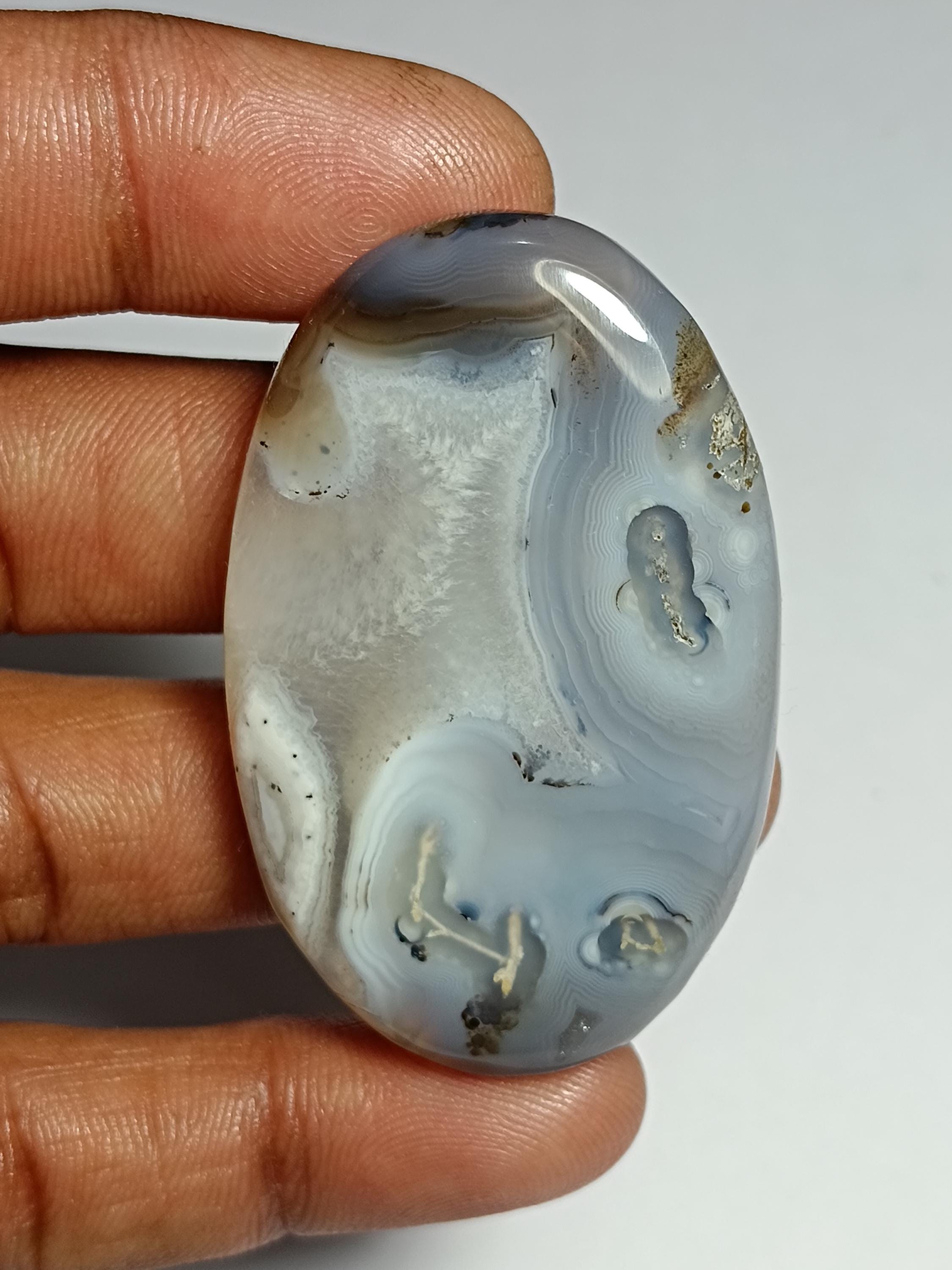 Botswana Agate Cabochon: Natural Gemstone, 107cts (50x32mm)
