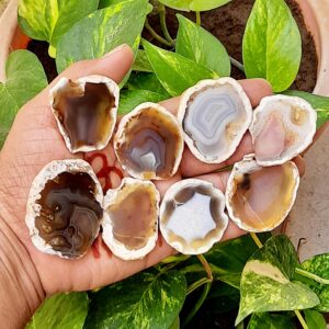 Natural Agate Polished Plate Gemstone:agate Small Coaster Plate For Pendent Cabochon Healing Gift Decorative