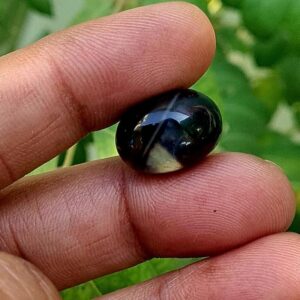 Sulemani Black Agate Cabochon: Oval Gemstone For Ring (16x11 Mm)
