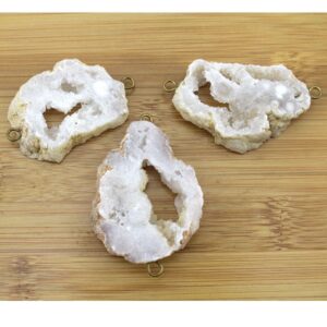 1-10pcs Gemstone Connector Beads, Natural White Color Pendant, Jewlry Supplies, Natural Raw Druzy Quartz Agate Crystal Pendant Charm--tr005