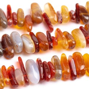 12-24x3-5mm Orange Red Agate Beads Stick Pebble Chip Grade Aaa Natural Stone Loose Beads 15" / 7.5” Bulk Lot Options (111257)