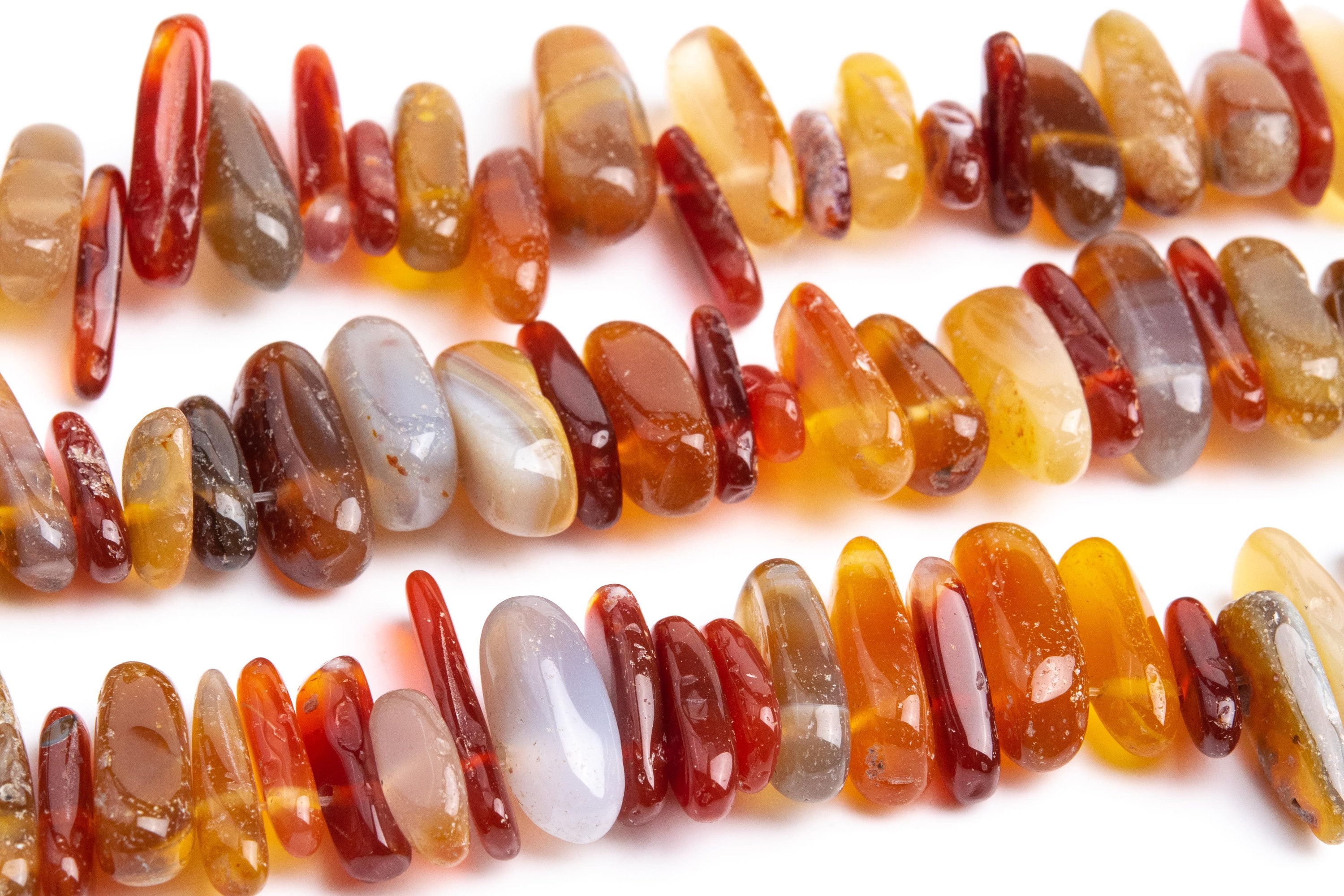 12-24x3-5mm Orange Red Agate Beads Stick Pebble Chip Grade Aaa Natural Stone Loose Beads 15" / 7.5” Bulk Lot Options (111257)