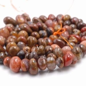 7-8MM Natural Red Agate Gemstone Pebble Nugget Granule Loose Beads 7.5 inch Half Strand (80001846 H-A25)