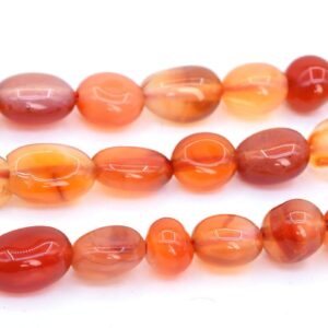 7-9mm Orange Red Agate Beads Pebble Nugget Grade Aaa Natural Gemstone Beads 15.5"/7.5" Bulk Lot Options (108448)