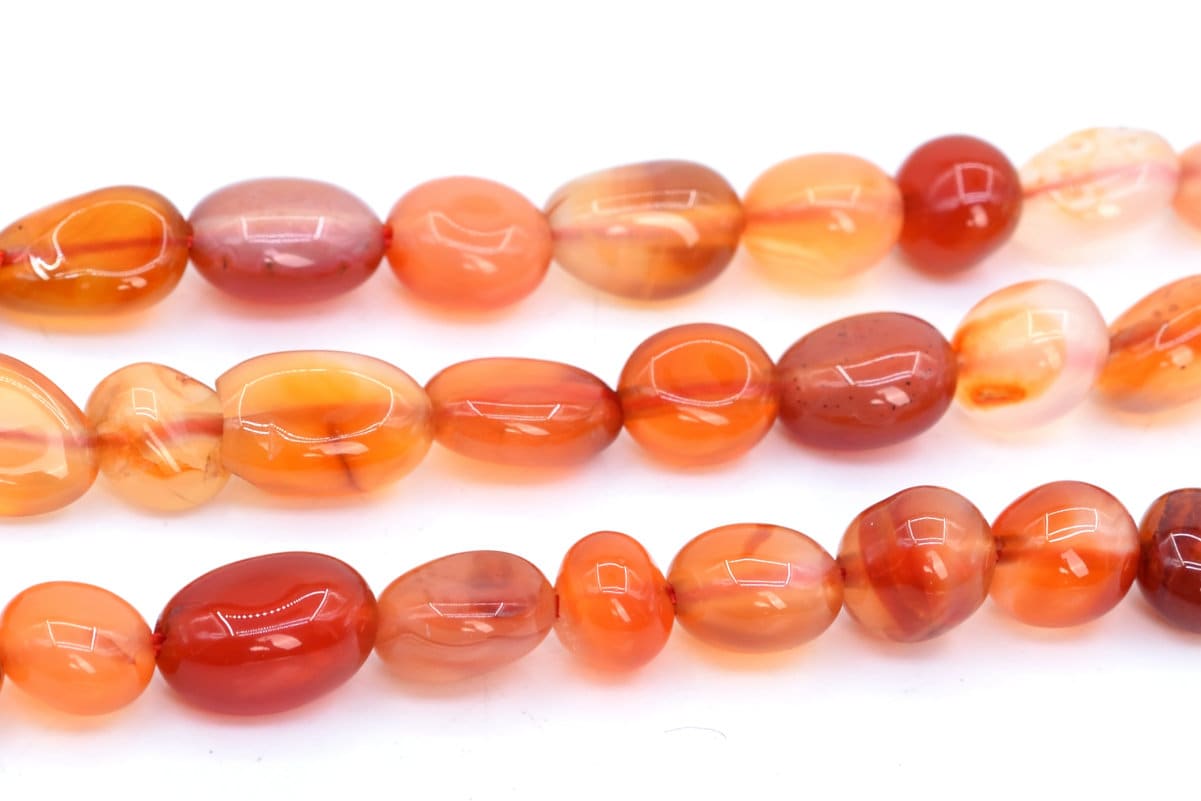 7-9mm Orange Red Agate Beads Pebble Nugget Grade Aaa Natural Gemstone Beads 15.5"/7.5" Bulk Lot Options (108448)