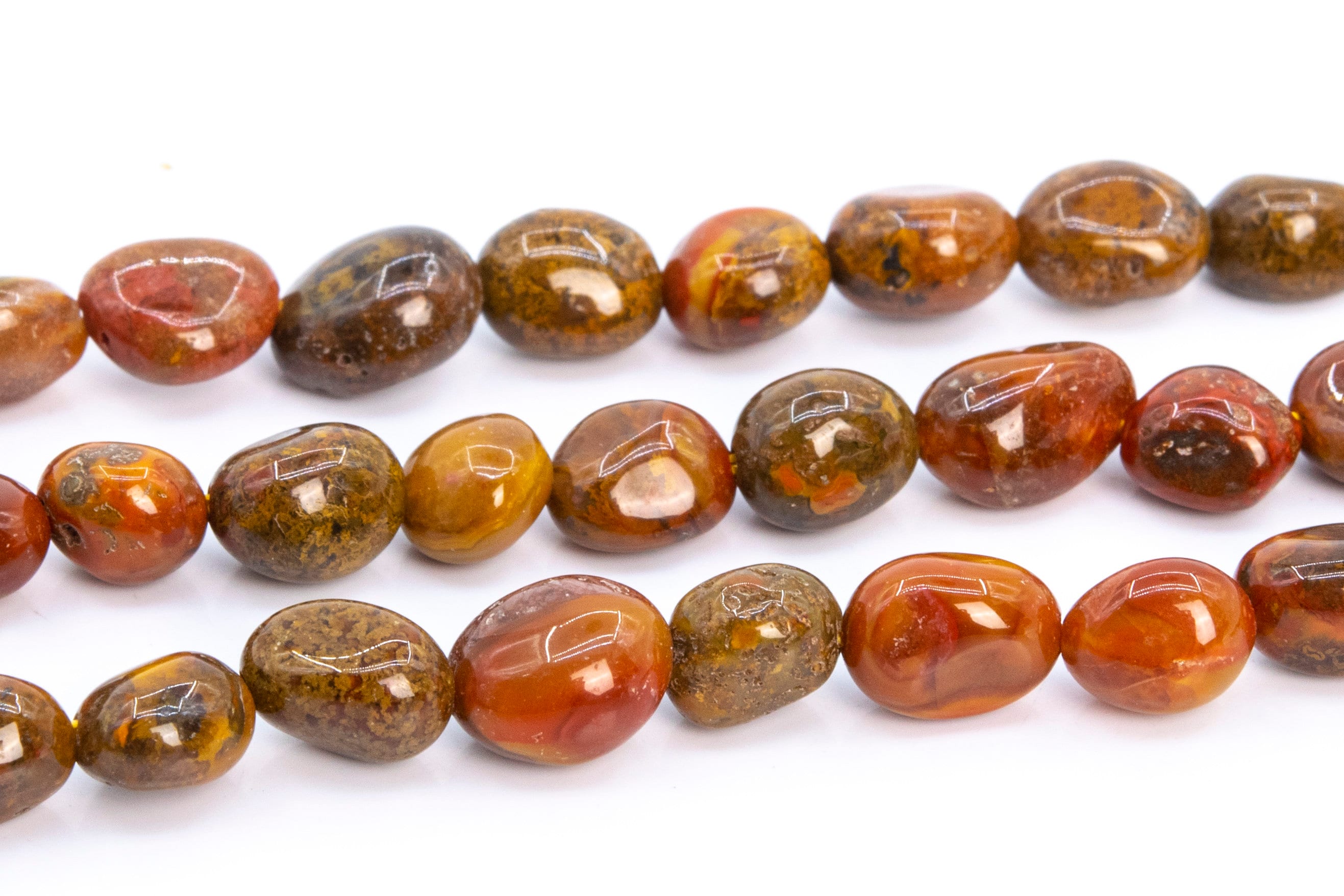 7-9mm Yellow Red Ocean Fossil Agate Beads Pebble Nugget Genuine Natural Grade Aaa Gemstone Loose Beads 15.5"/7.5" Bulk Lot Options (112810)