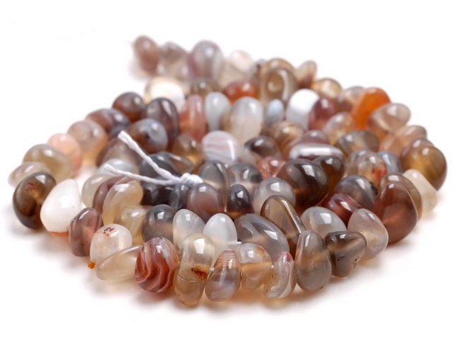8-9mm Botswana Agate Gemstone Pebble Nugget Granule Loose Beads 7.5 Inch Half Strand (80001854 H-a25)