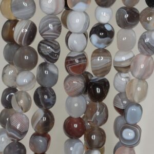 Botswana Agate Gemstone Pebble 14x10-9x8mm Loose Beads 15.5 Inch Full Strand (90191759-b64)