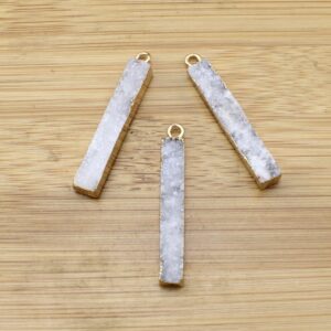 Gold Plated Agate Stone Charms Jewelry,natural Crystal Drusy Titanium Quartz Nugget Pendant-diy Jewelry-tr172