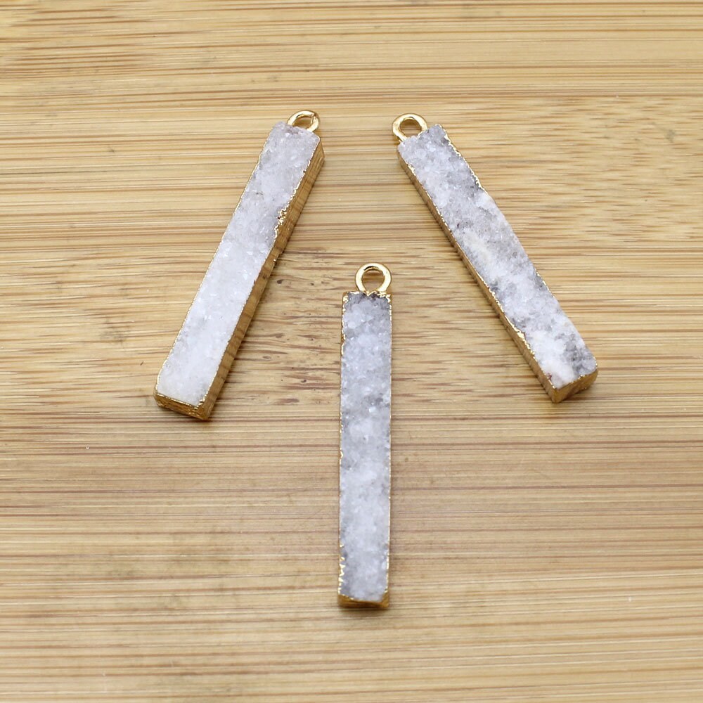 Gold Plated Agate Stone Charms Jewelry,natural Crystal Drusy Titanium Quartz Nugget Pendant-diy Jewelry-tr172