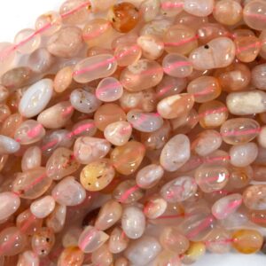 Natural Peach Cherry Blossom Sakura Agate Pebble Nugget Beads 15.5" 8-10mm