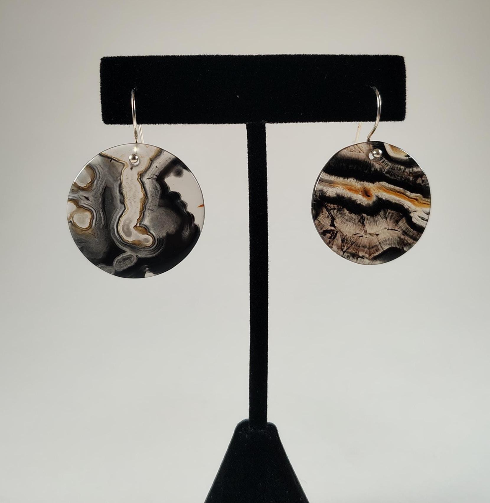 Agate And Sterling Silver Earrings Handmade By Chris Hay