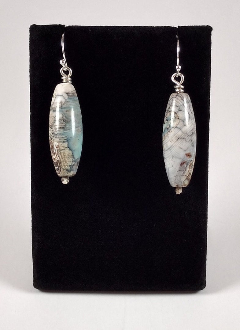 Banded Agate And Sterling Silver Earrings Handmade By Chris Hay