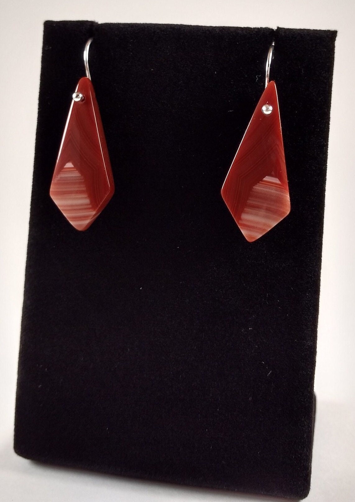 Banded Agate And Sterling Silver Earrings Handmade By Chris Hay