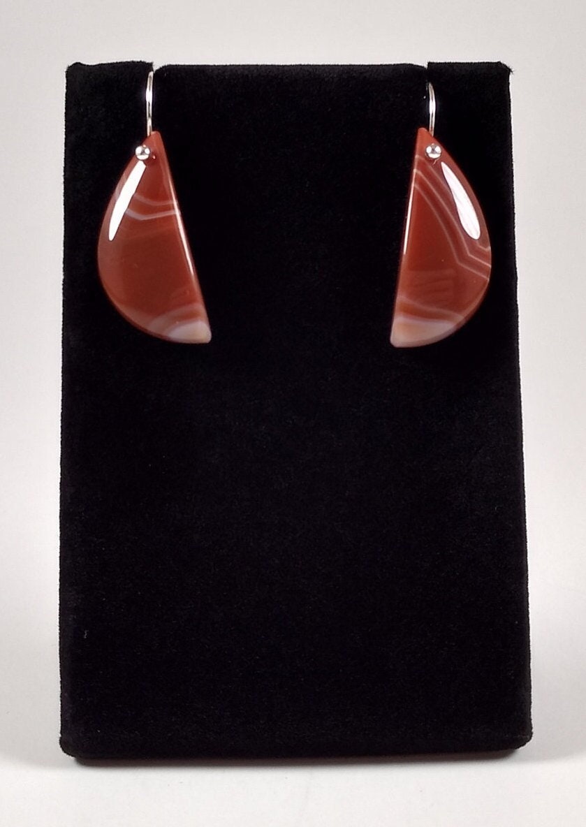 Banded Agate And Sterling Silver Earrings Handmade By Chris Hay