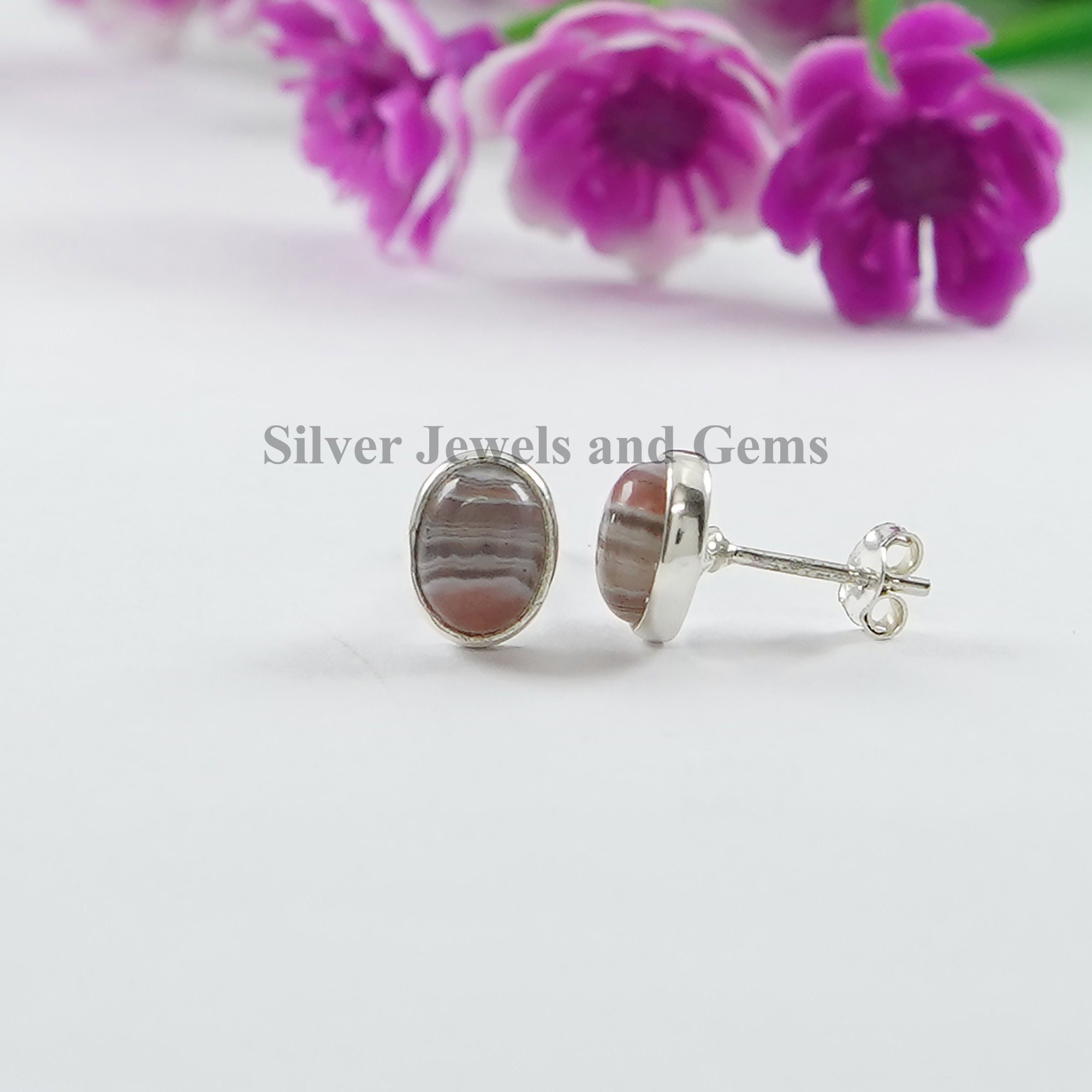 Botswana Agate Stud Earrings, Oval Agate Stud Earrings, 925 Sterling Silver Earrings, Anniversary Earrings, Gemstone Studs, Gift For Her Botswana Agate Stud Earrings, Oval Agate Stud Earrings, 925 Sterling Silver Earrings, Anniversary Earrings, Gemstone Studs, Gift For Her