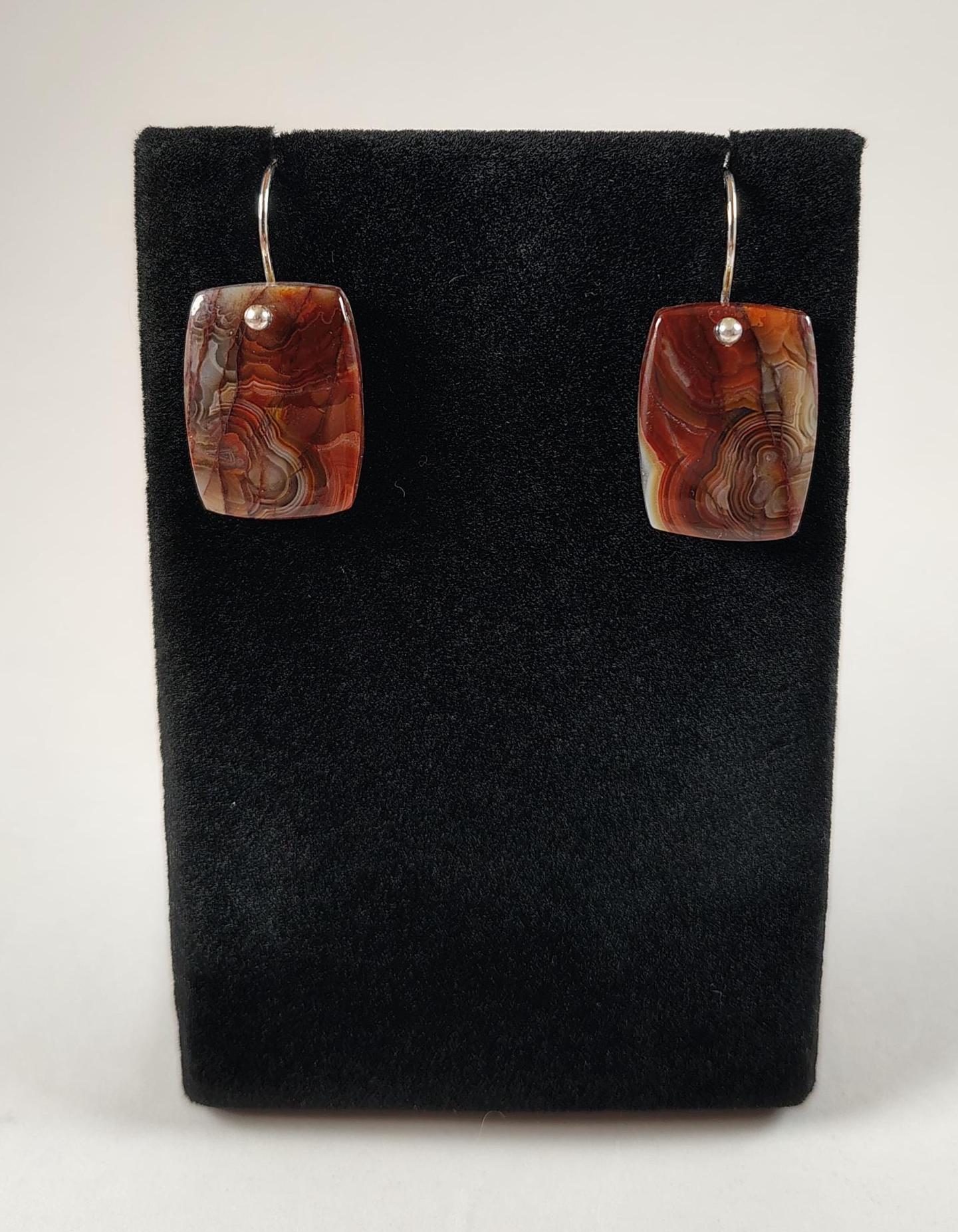 Crazy Lace Agate And Sterling Silver Earrings Handmade By Chris Hay
