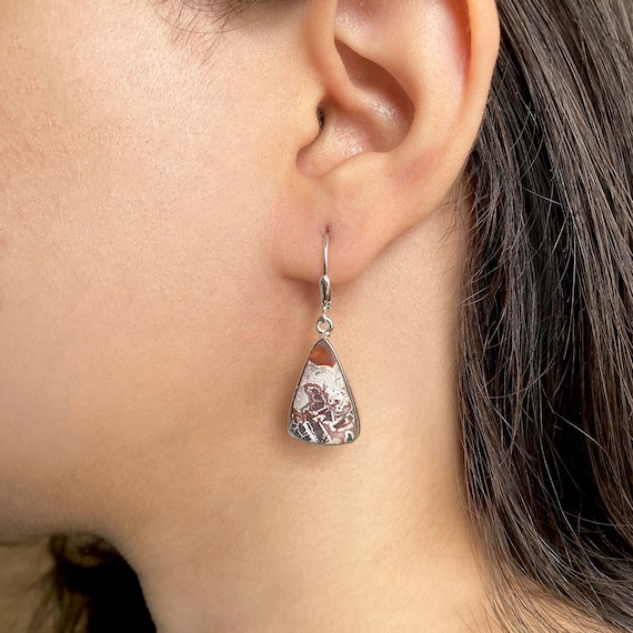 Crazy Lace Agate Leverback Earring / 925 Sterling Silver / Healing Gemstone / Gift For Her / Crazy Lace Jewelry / Statement Earring Cla-e-1.