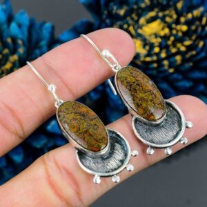 Moroccan Seam Agate Earrings: 925 Sterling Silver Dangle Jewelry Moroccan Seam Agate Earrings: 925 Sterling Silver Dangle Jewelry
