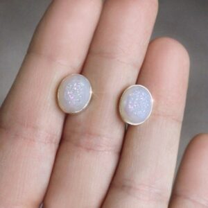 Over the Rainbow - Beautiful Agate Titanium Druzy (Drusy) Geode Sterling Silver Earrings Over the Rainbow - Beautiful Agate Titanium Druzy (Drusy) Geode Sterling Silver Earrings