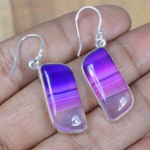 Purple Botswana Agate Sterling Silver Hook Earrings: Handmade Jewelry Purple Botswana Agate Sterling Silver Hook Earrings: Handmade Jewelry