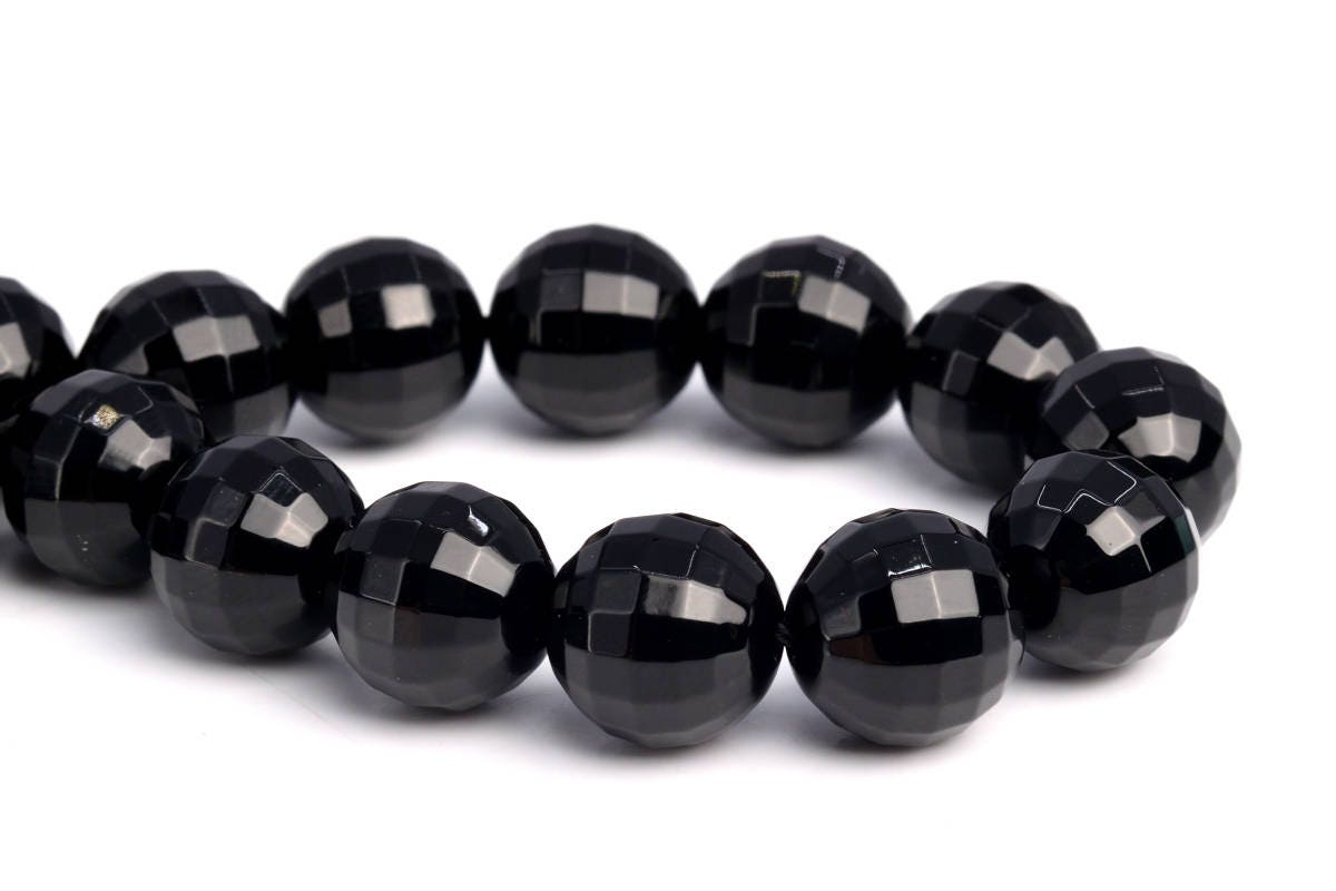 10mm Black Agate Beads Grade Aaa Genuine Natural Micro Faceted Square Cut Round Loose Beads 7.5" Bulk Lot 1,3,5,10 And 50 (103119h-673)