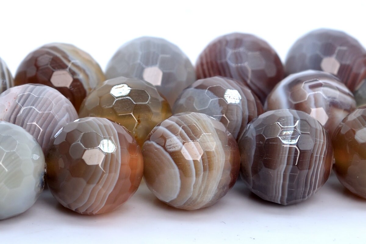 10mm Botswana Agate Beads Aaa Genuine Natural Gemstone Full Strand Micro Faceted Round Loose Beads 15" Bulk Lot 1,3,5,10,50 (106221-1882)