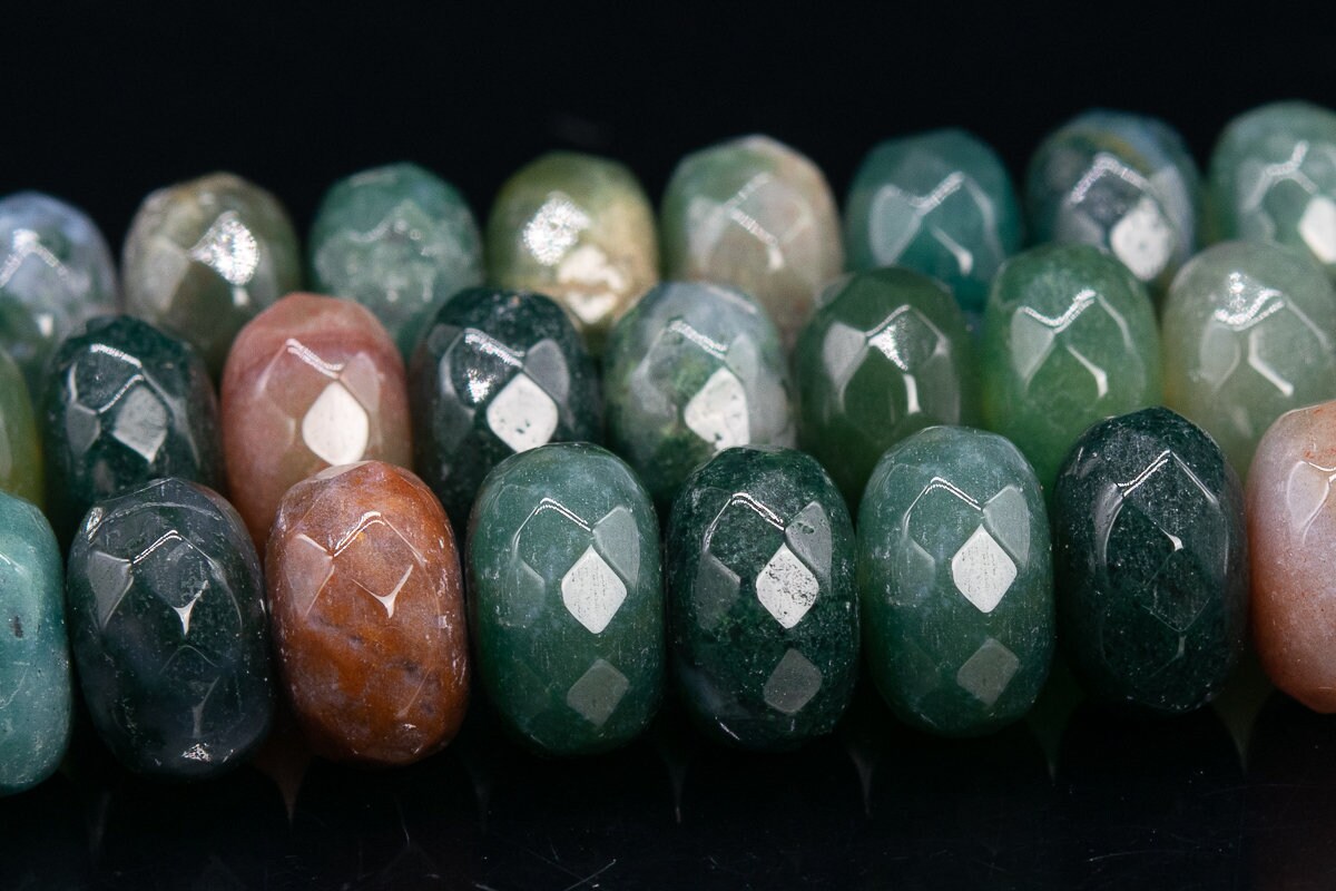 10x6mm Multicolor Indian Agate Beads Genuine Natural Gemstone Full Strand Faceted Rondelle Beads 15" / 7.5" Bulk Lot Options (111030-3279)