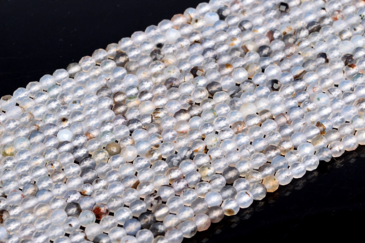 3-4mm Flower Agate Beads Grade Aaa Genuine Natural Gemstone Faceted Round Loose Beads 15"/7.5" Bulk Lot Options (103844)