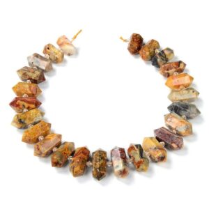 33x12-25x12MM Crazy Lace Agate Gemstone Gradated Center Drilled Faceted Points Beads 15.5 inch Full Strand BULK LOT 1,2 and 6 (80016550-S17)