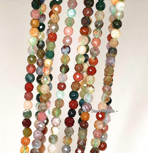3mm Sanctuary Indian Agate Gemstone Faceted Round 3mm Loose Beads 16 Inch Full Strand Lot 1,2,6,12 And 50 (90148178-170-e)
