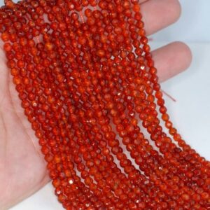 4mm Agate Gemstone Red Faceted Round Loose Beads 15  inch Full Strand LOT 1,2,6,12 and 50 (90183804-364)