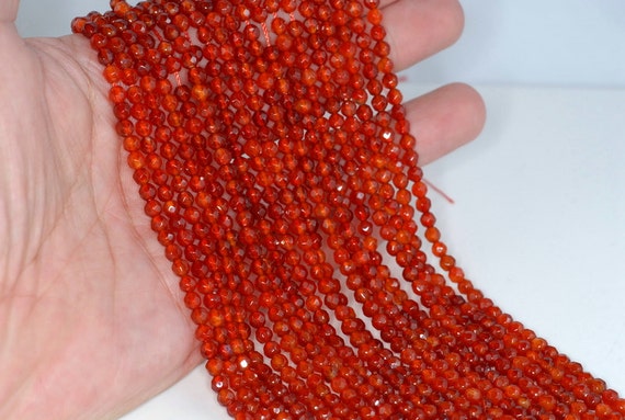 4mm Agate Gemstone Red Faceted Round Loose Beads 15  Inch Full Strand Lot 1,2,6,12 And 50 (90183804-364)