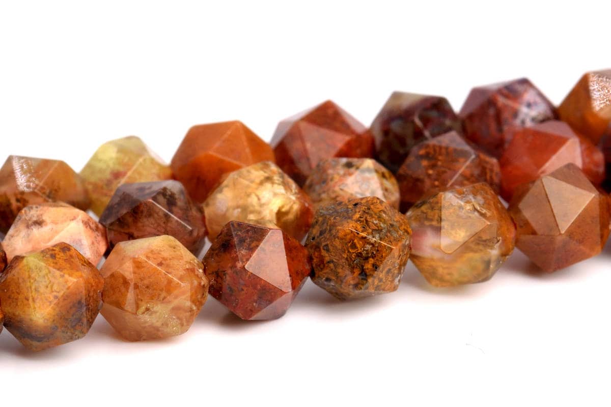 5-6mm Mexico Ocean Fossil Agate Beads Star Cut Faceted Grade Aaa Genuine Natural Loose Beads 15" Bulk Lot 1,3,5,10 And 50 (102910-627)