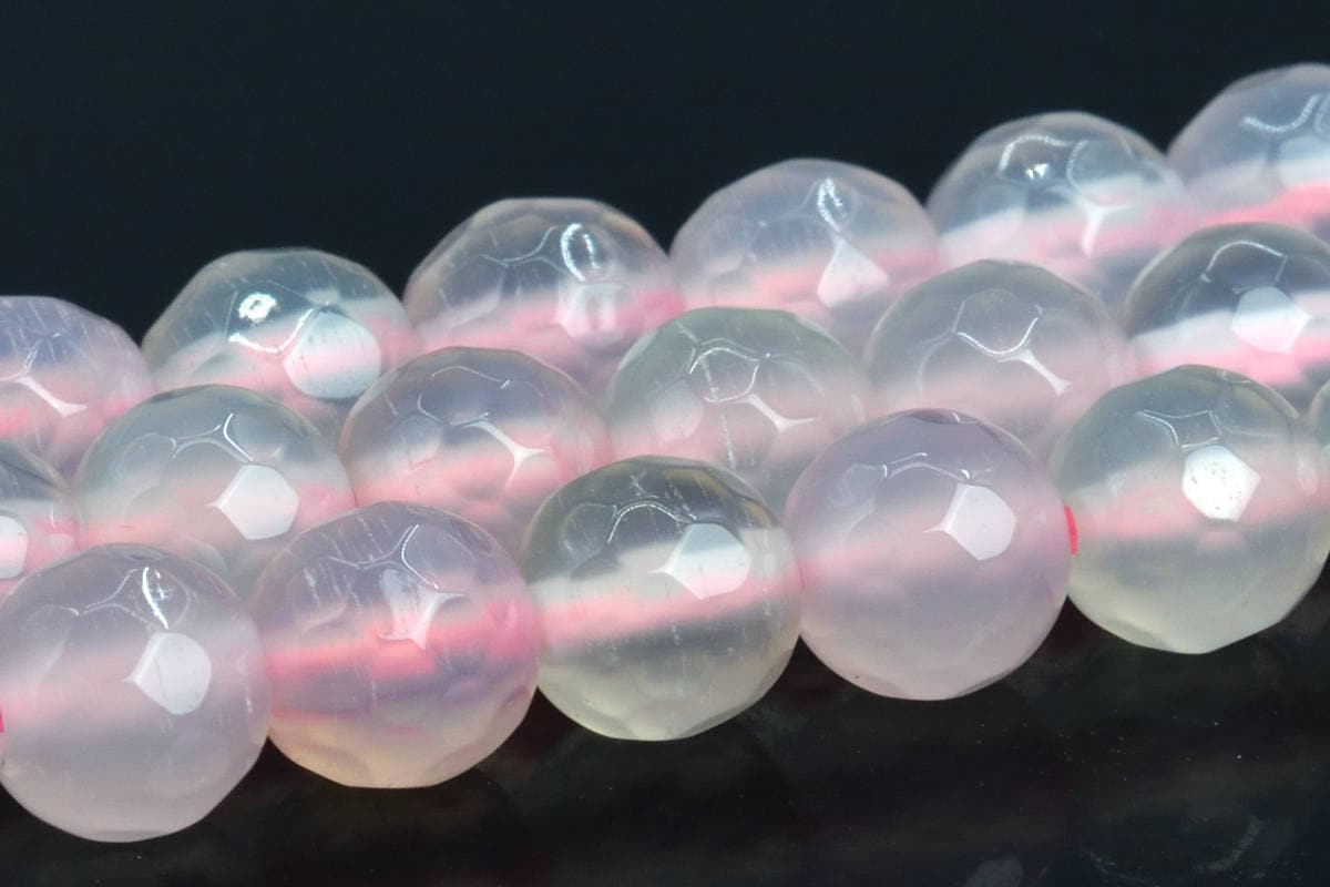6mm Light Pink Agate Beads Grade A Natural Gemstone Full Strand Faceted Round Loose Beads 15" Bulk Lot 1,3,5,10 And 50 (100543-396)