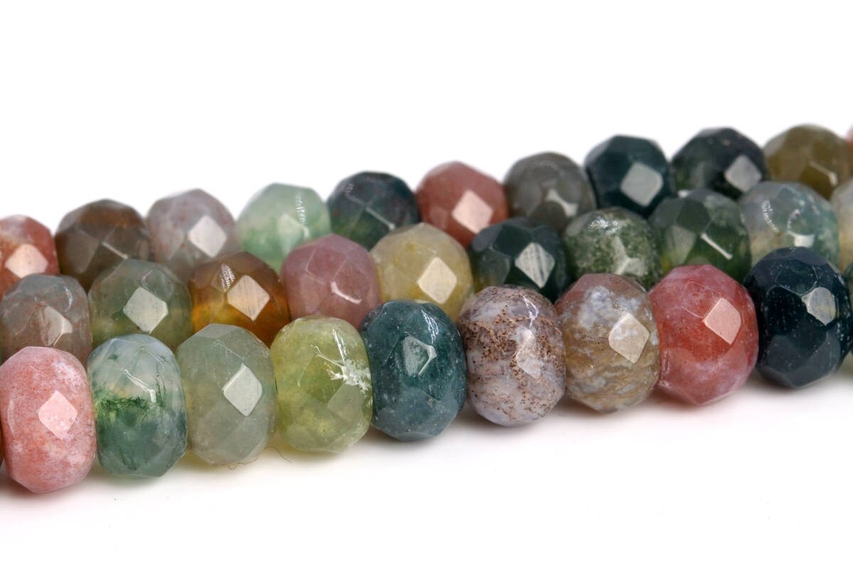 6x4mm Indian Agate Beads Grade Aaa Genuine Natural Gemstone Faceted Rondelle Loose Beads 15" / 7.5" Bulk Lot Options (103314)