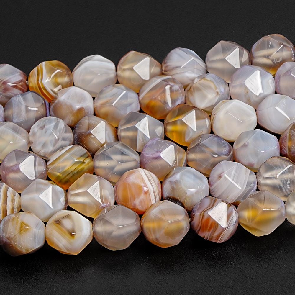 7-8mm Botswana Agate Beads Star Cut Faceted Aaa Genuine Natural Gemstone Loose Beads 15"/7.5" Bulk Lot 1,3,5,10,50 (106223)