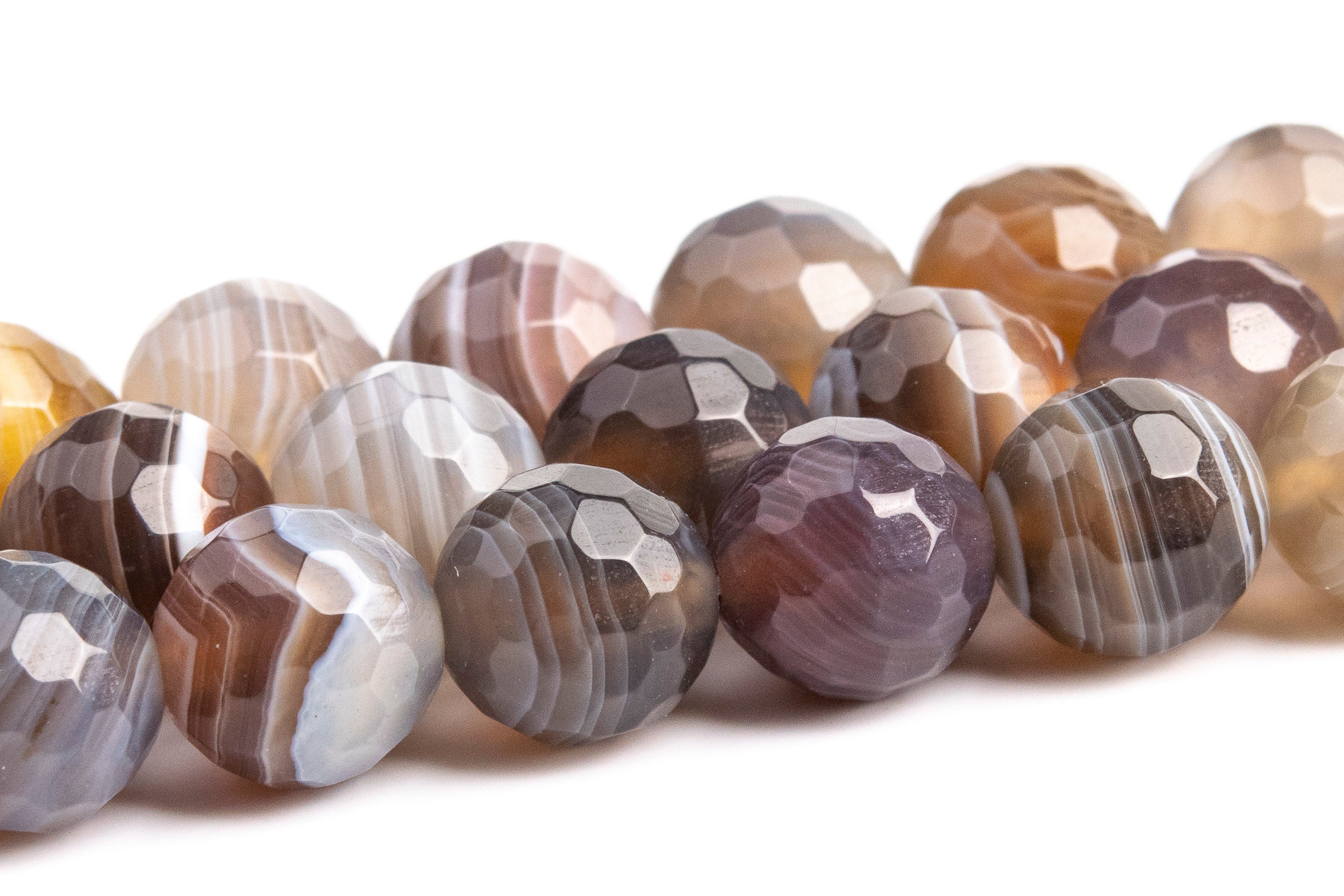 7-8mm Botswana Agate Beads Aaa Genuine Natural Gemstone Full Strand Micro Faceted Round Loose Beads 15" Bulk Lot 1,3,5,10,50 (106222-1882)