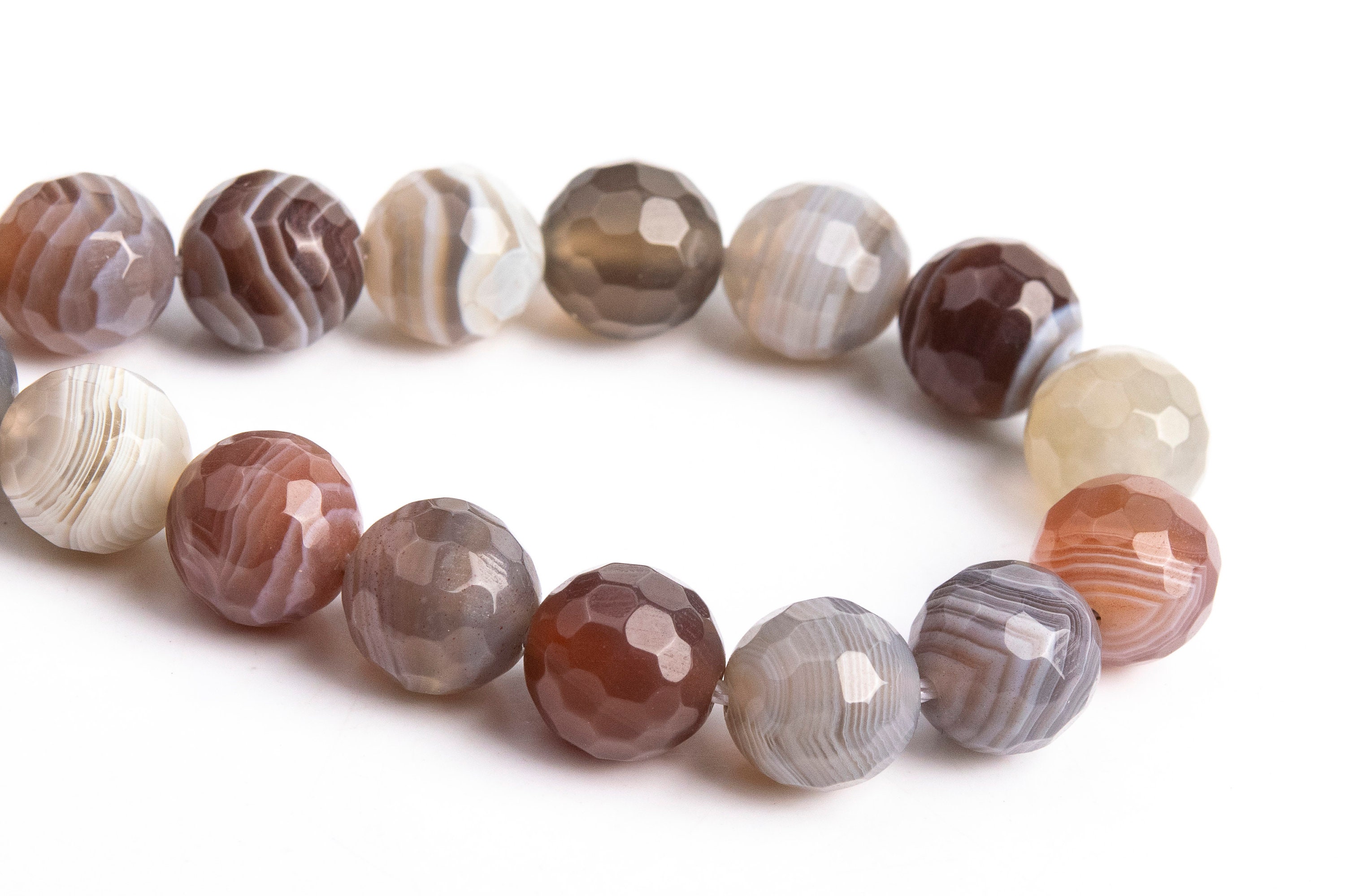 7-8mm Botswana Agate Beads Aaa Genuine Natural Gemstone Half Strand Micro Faceted Round Loose Beads 7.5" Bulk Lot 1,3,5,10,50 (106222h-1882)