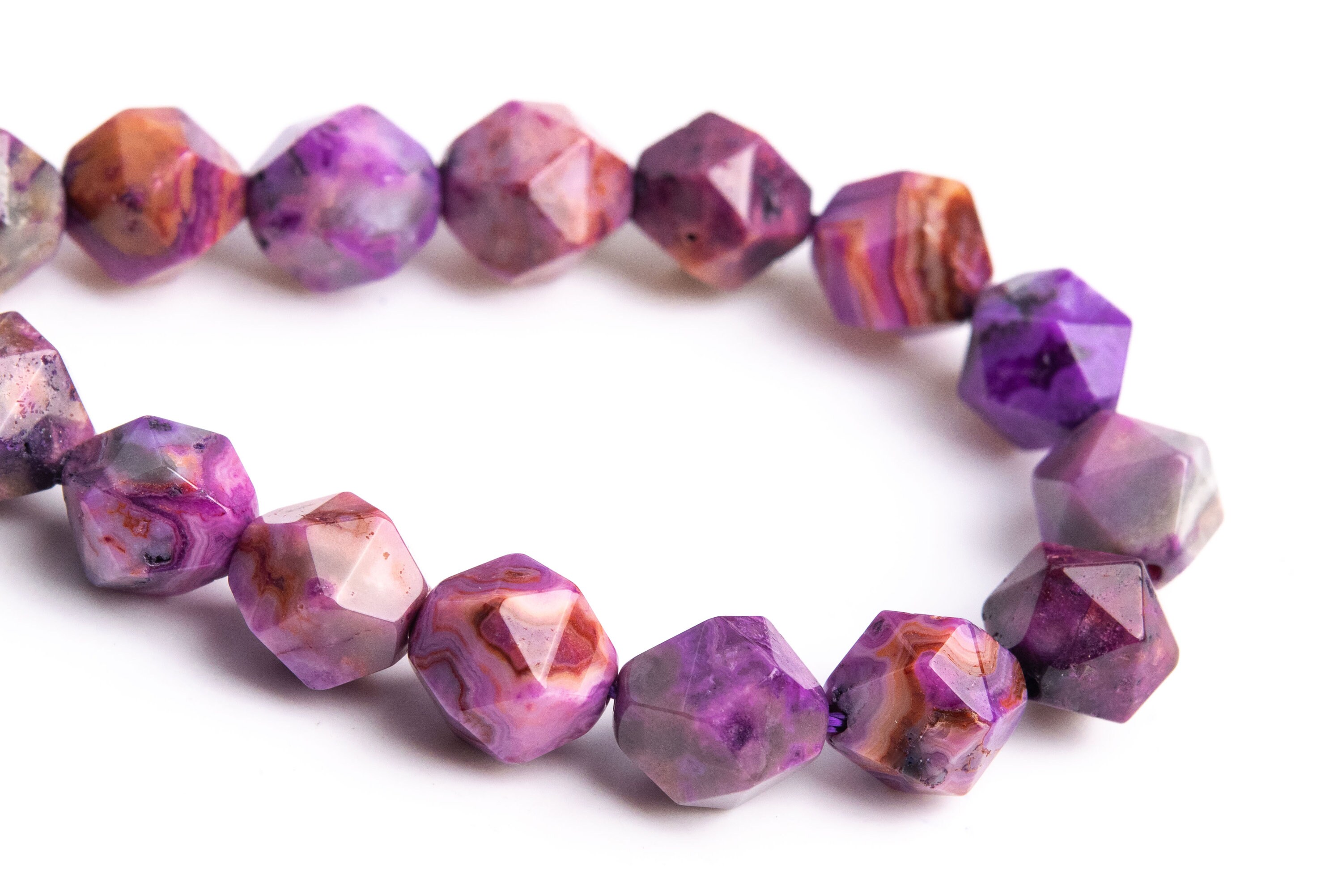 7-8mm Purple Crazy Lace Agate Beads Star Cut Faceted Grade Aaa Natural Gemstone Loose Beads 7.5" Bulk Lot 1,3,5,10 And 50 (102921h-629)