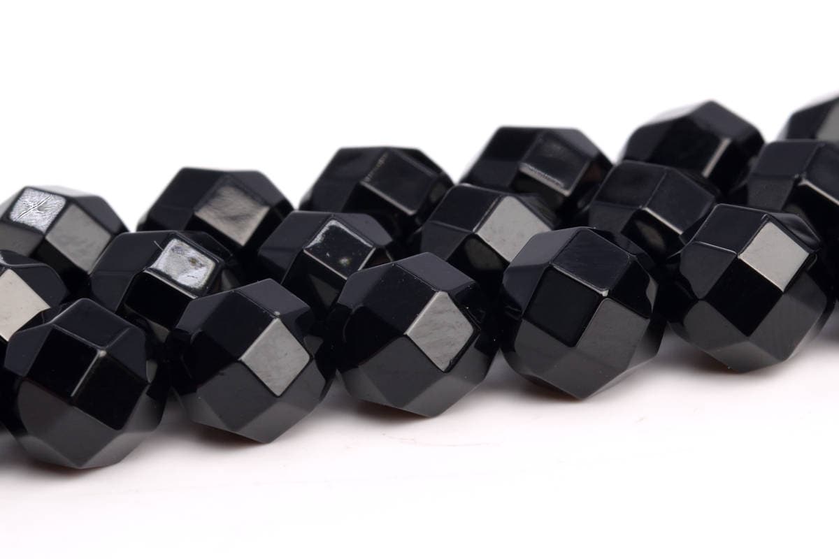 8mm Black Agate Beads Aaa Genuine Natural Gemstone Full Strand Faceted Round Square Cut Loose Beads 15" Bulk Lot 1,3,5,10,50 (103191-728)