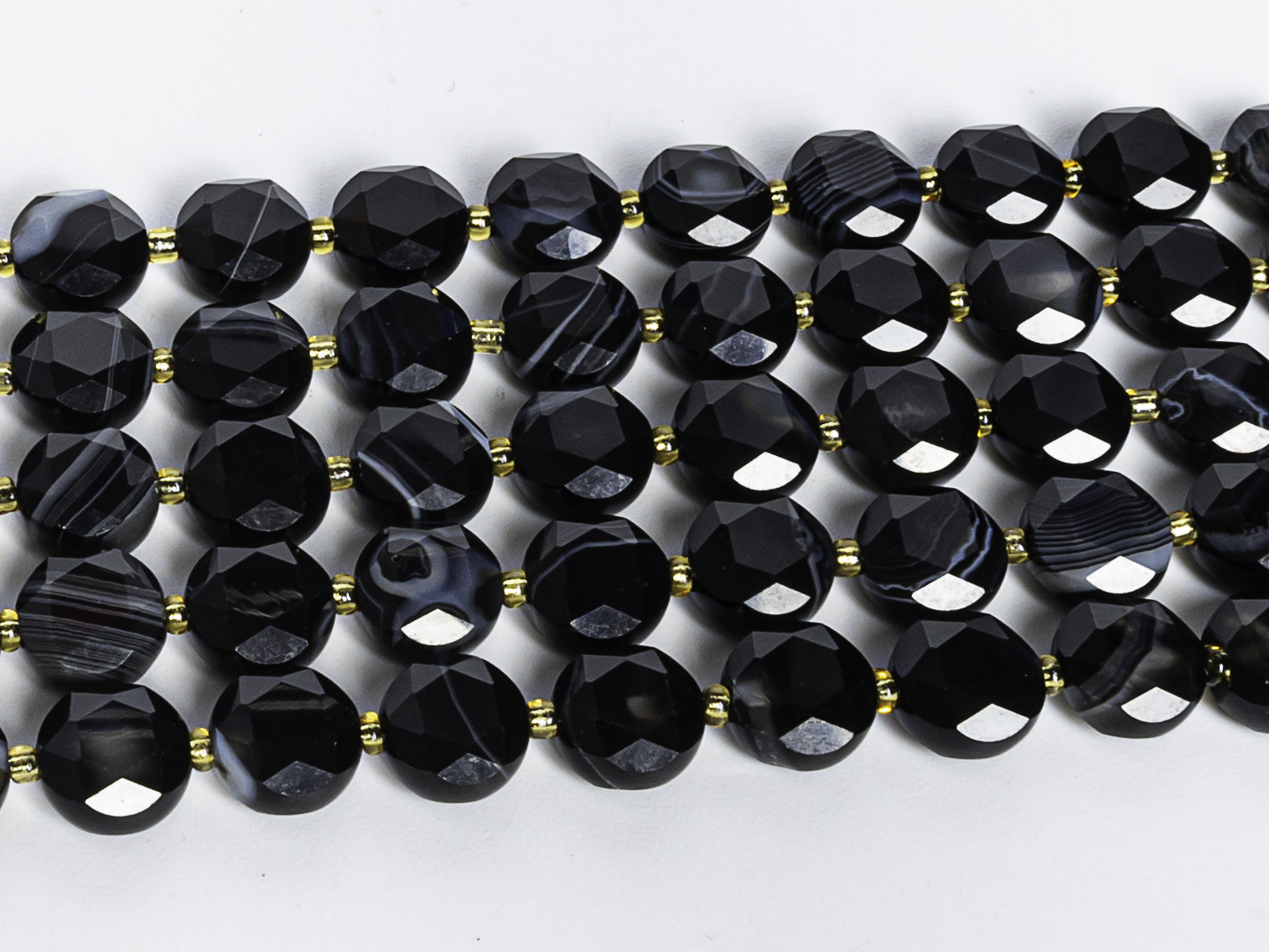 8mm Black Striped Agate Beads Grade Aa Genuine Natural Gemstone Faceted Coin Loose Beads 15"/7.5" Bulk Lot Options