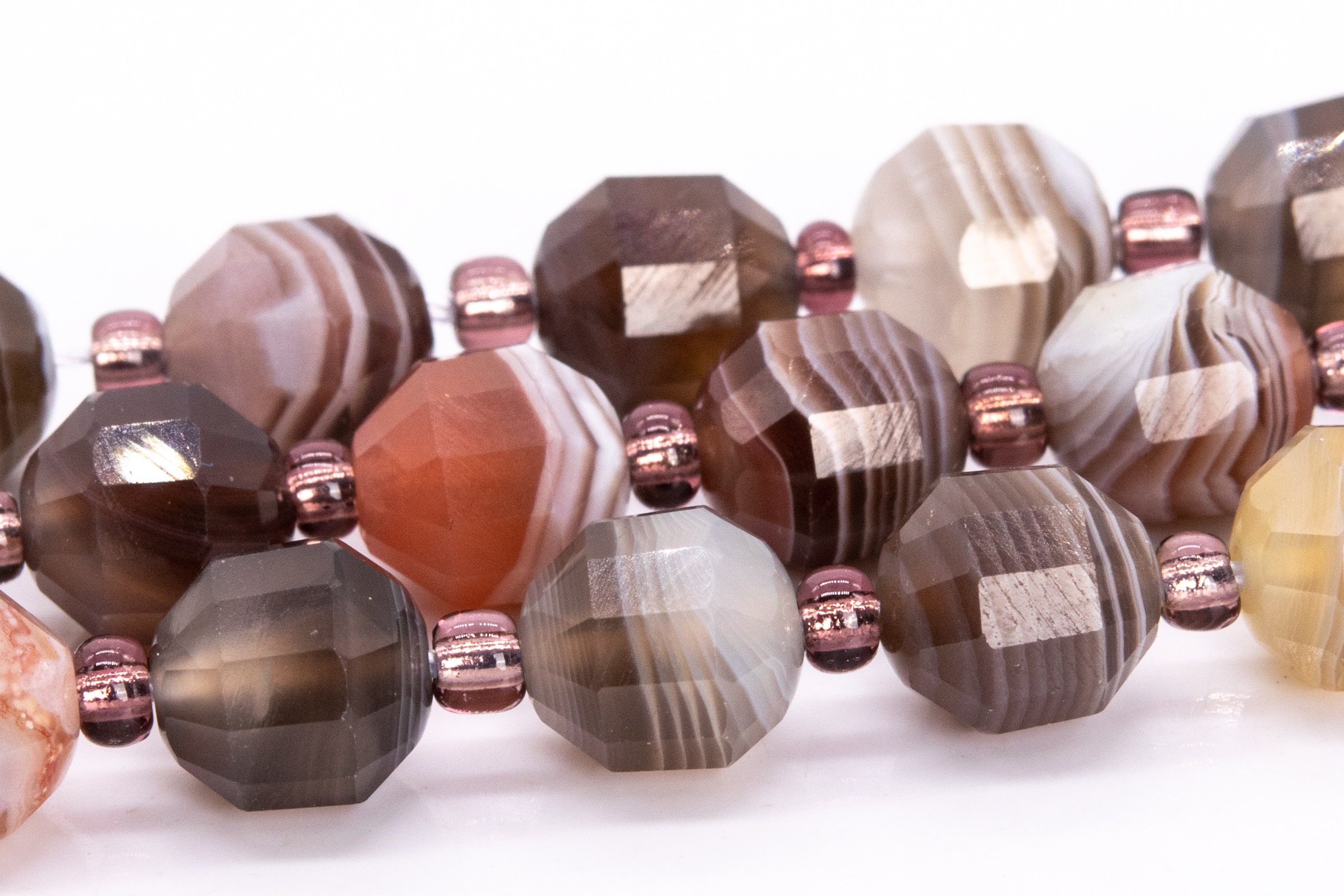 8x7mm Botswana Agate Beads Faceted Bicone Barrel Drum Grade Aaa Genuine Natural Gemstone Loose Beads 15" / 7.5" Bulk Lot Options (115610)