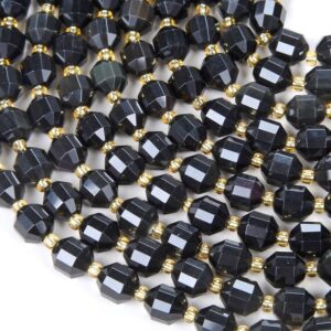 Black Agate Gemstone Grade AAA Faceted Prism Double Point Cut 8MM 10MM Loose Beads BULK LOT 1,2,6,12 and 50 (D35) Black Agate Gemstone Grade AAA Faceted Prism Double Point Cut 8MM 10MM Loose Beads BULK LOT 1,2,6,12 and 50 (D35)