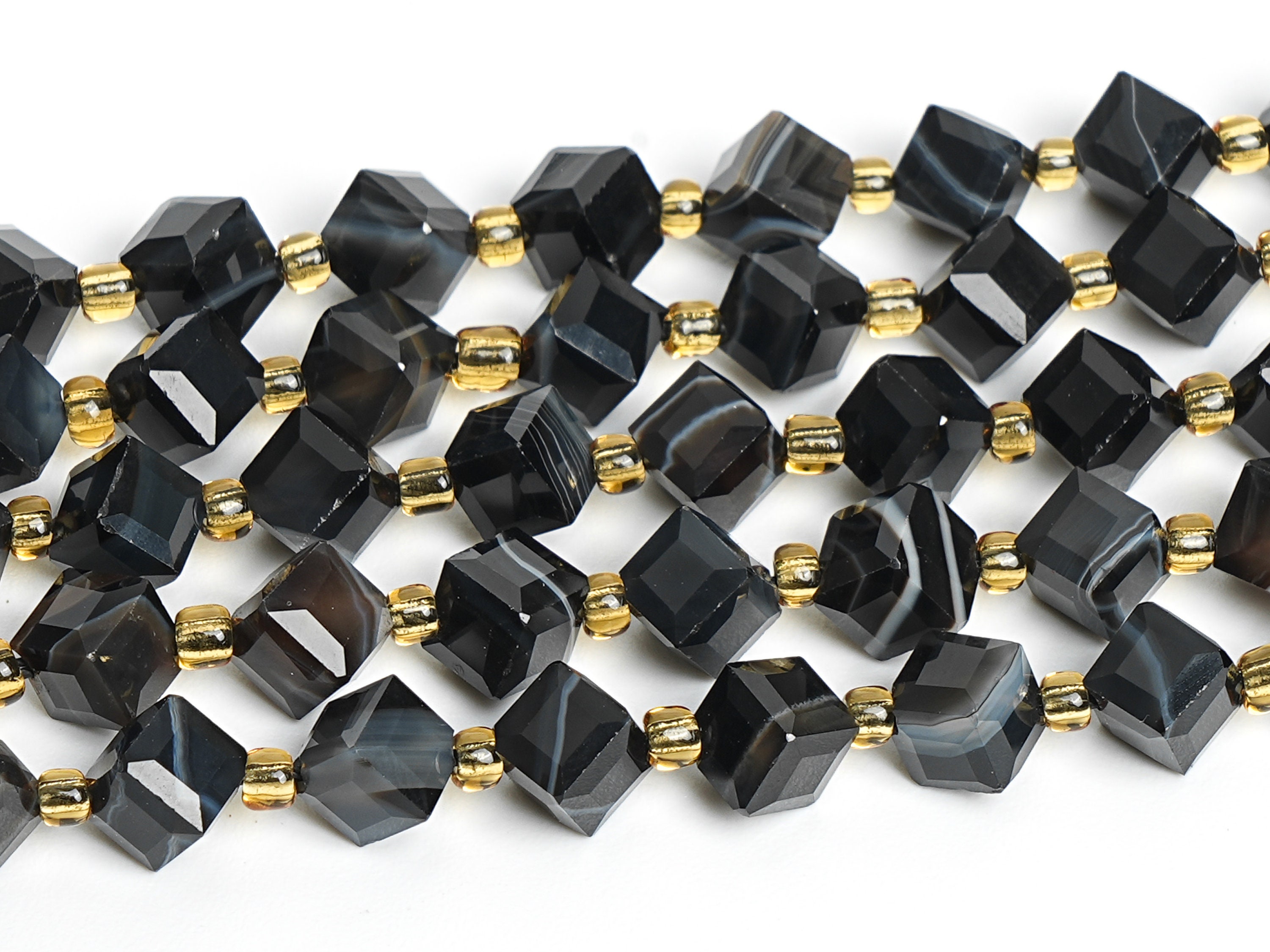 Black Striped Agate Beads Grade Aaa Genuine Natural Gemstone Faceted Cube 6mm 8mm Loose Beads 15"/7.5" Bulk Lot Options (126562)