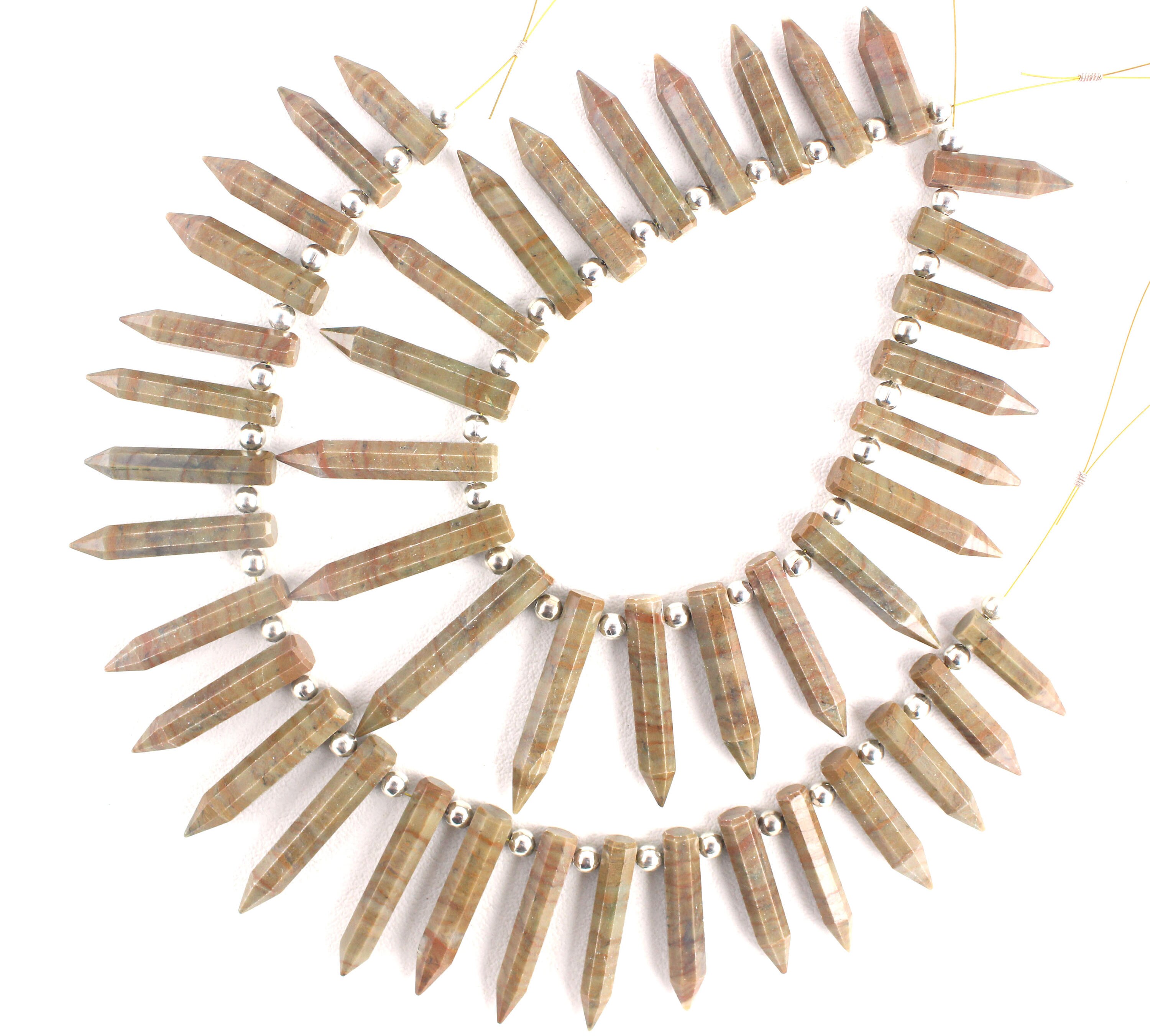 Faceted Brown Agate Pencil Beads: 23 Piece Strand (5x20-6x33mm)