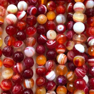 Dark Red Agate Faceted Beads, Natural Gemstone Beads, Round Stone Beads, 6mm 8mm 10mm 12mm
