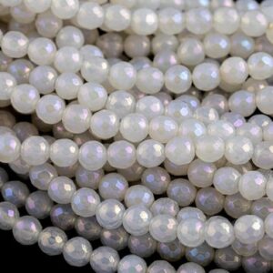 Mystic AB Rainbow Agate/ Chalcedoney, Faceted Round sizes 4mm, 6mm, 8mm, 10mm, 12mm AAA Quality Gemstone Beads