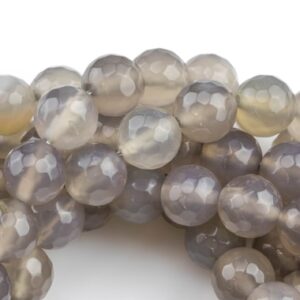 Natural Gray Agate, High Quality In Faceted Round, 4mm, 6mm, 8mm, 10mm, 12mm- Single Strand Or Wholesale Bulk-full Strand 15.5 Inch Strand