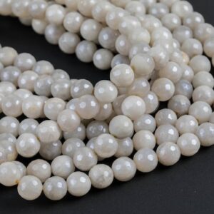 Natural Mystic White Silverite Agate, Faceted Round sizes 4mm, 6mm, 8mm, 10mm, 12mm-Full Strand 15.5 inch Strand AAA Quality AAA Quality